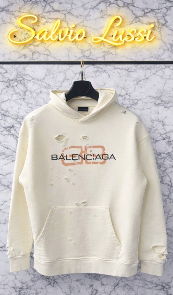 Balenciaga Cappuccio Felpa Bianco